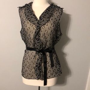 Black and white ruffle top